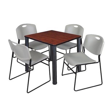 Kee Kee Square Table & Chair Set, Wood, Metal, Polypropylene Top TB3030CHBPBK44GY